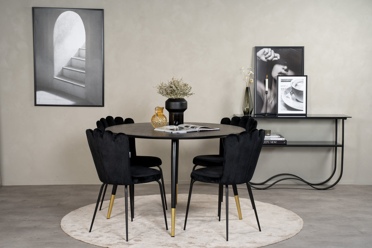 Dining Chair 2-pack Black + Round Dining Table ø115 Black