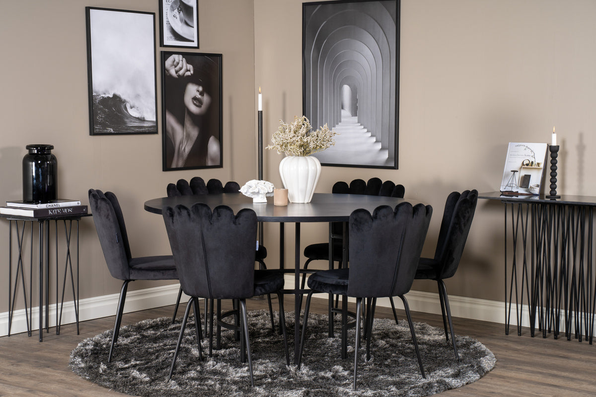 Dining Chair 2-pack Black + Round Dining Table ø140 Black