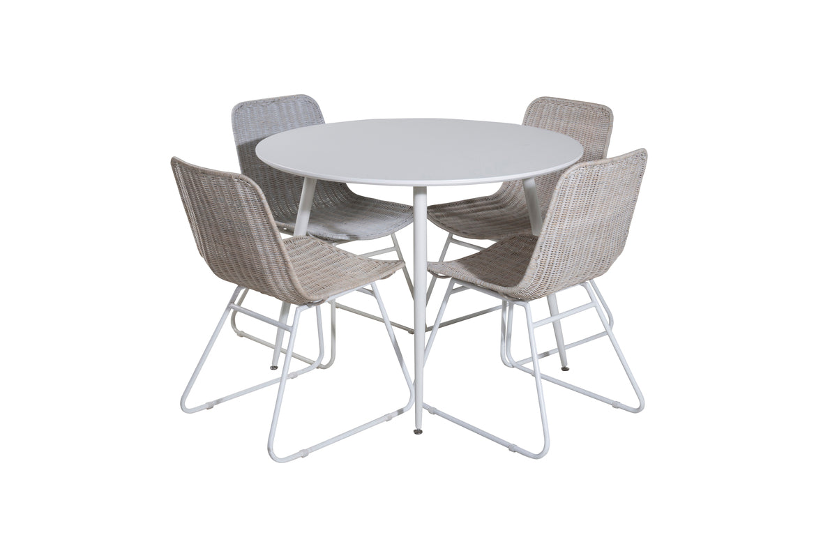 Round Dining Table ø100 White + Dining Chair 2-pack White