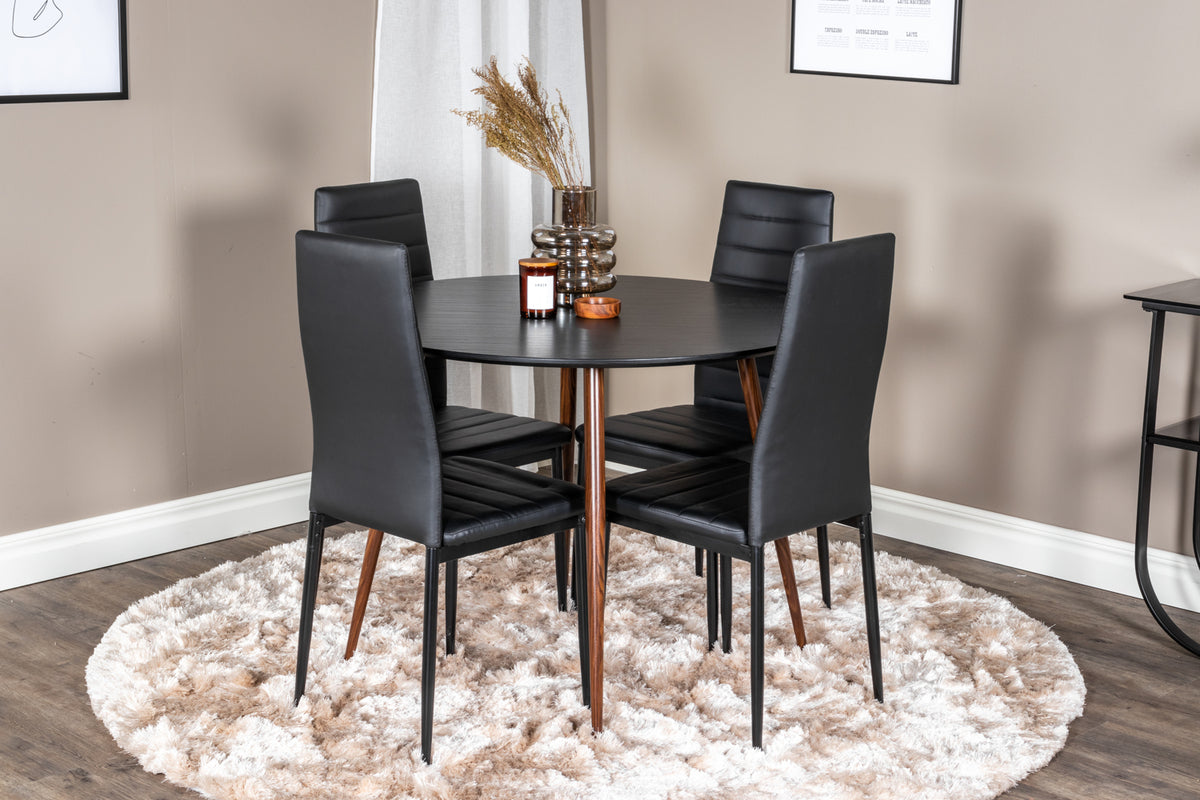 Dining Chair 2-pack Black + Round Dining Table ø100 Black