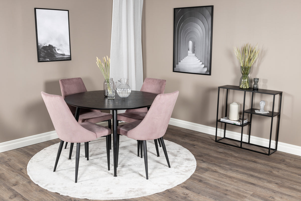Dining Chair 2-pack Dusty Pink + Round Dining Table ø115 Black