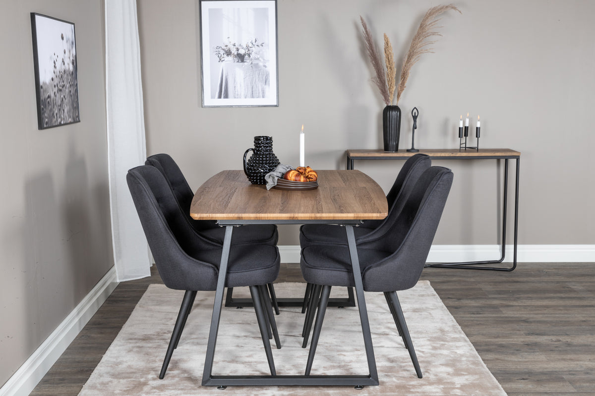 Rectangular Dining Table 75 x 160 x 85 Walnut + Dining Chair 2-pack Black