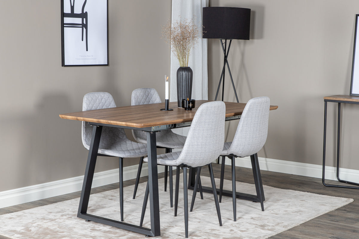 Dining Chair 2-pack Grey + Rectangular Dining Table 75 x 160 x 85 Walnut