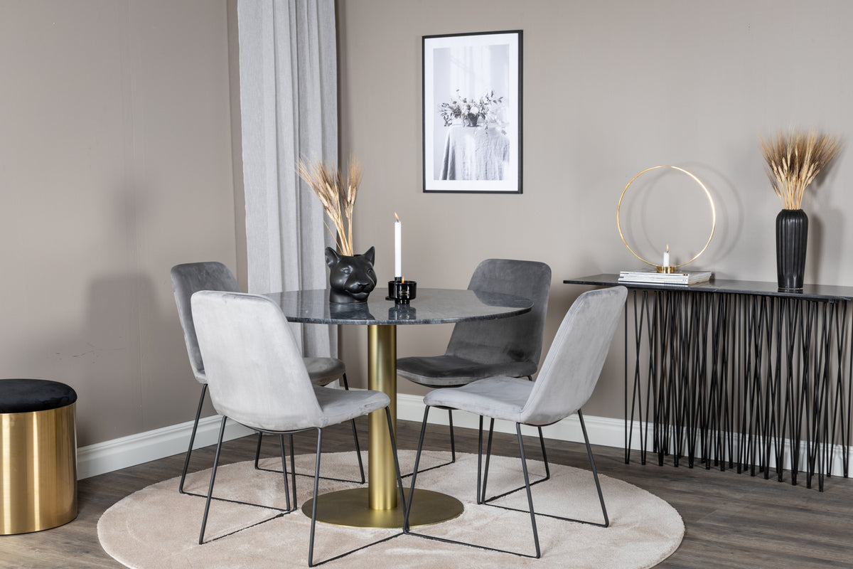 Dining Chair 2-pack Grey + Round Dining Table ø106 Dark Grey
