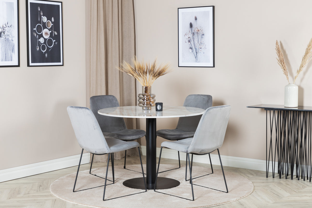 Dining Chair 2-pack Grey + Round Dining Table ø106 White
