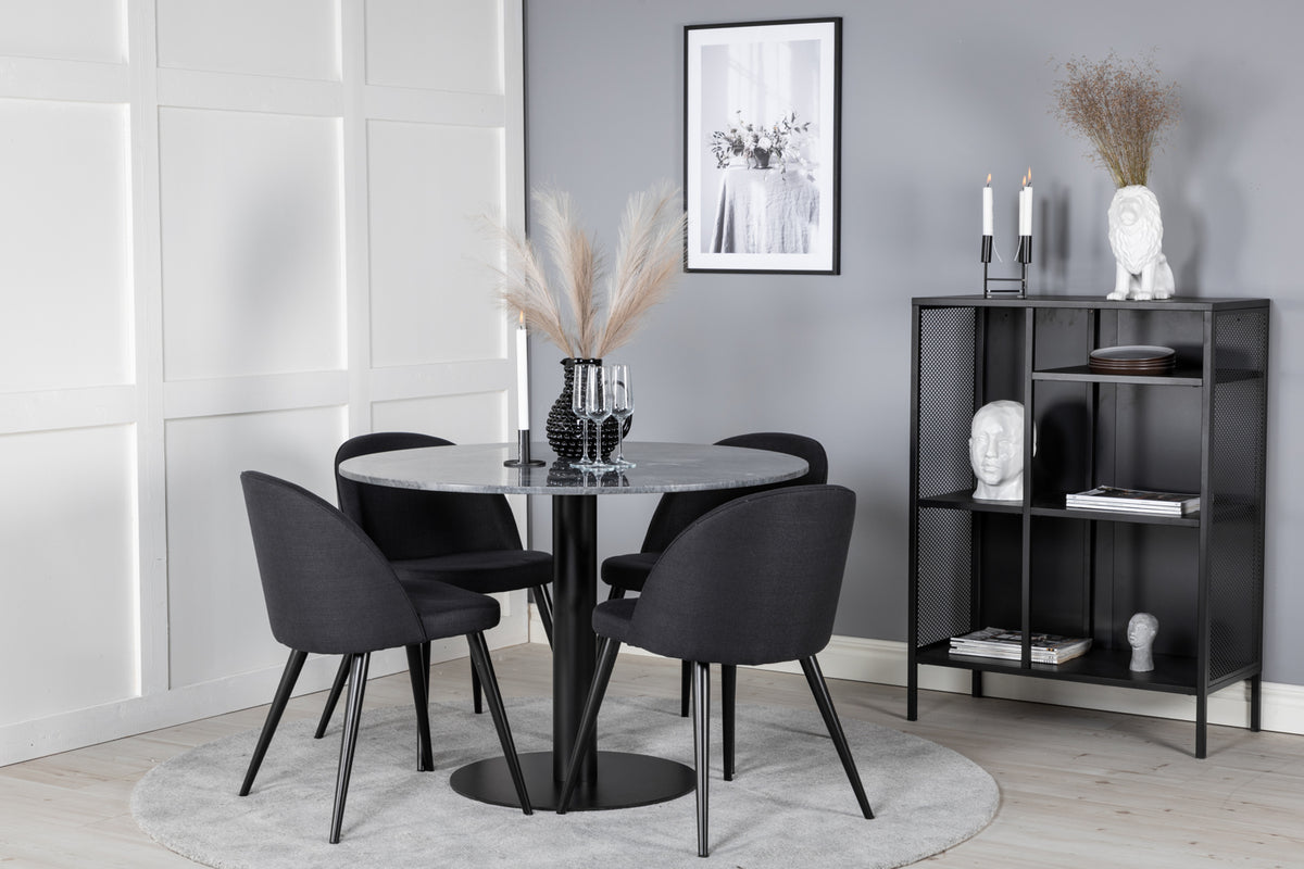 Dining Chair 2-pack Black + Round Dining Table ø106 Dark Grey