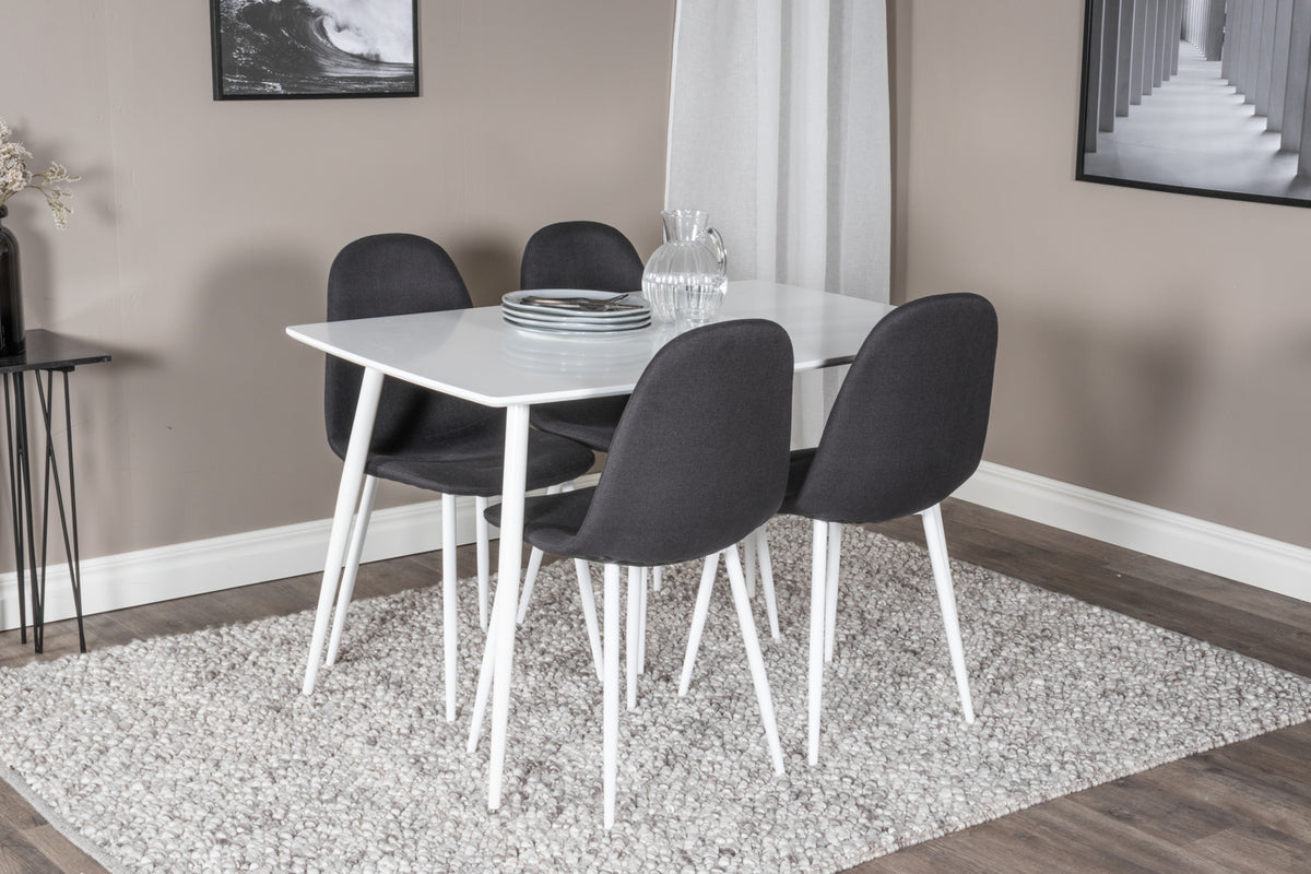 Rectangular Dining Table 75 x 120 x 80 White + Dining Chair 2-pack Black