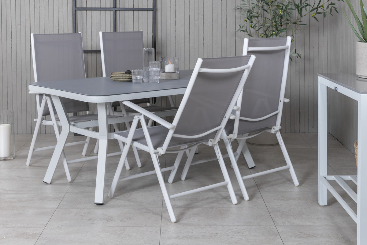 Rectangular Dining Table 74 x 160 x 90 Grey + Position Chair 2-pack Grey
