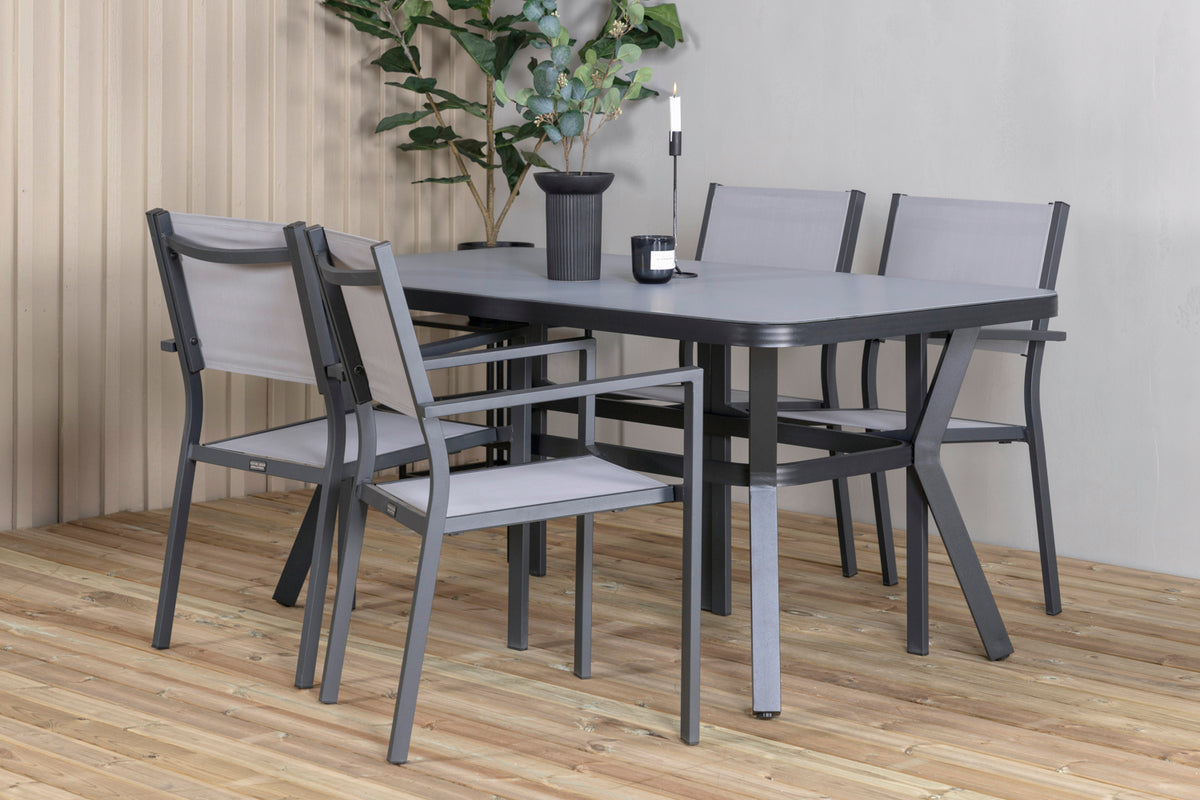 Rectangular Dining Table 74 x 160 x 90 Black + Dining Chair