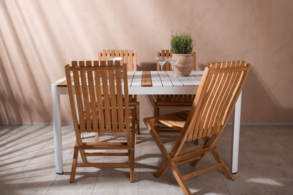 Dining Chair Gold + Rectangular Dining Table 90 x 150 White