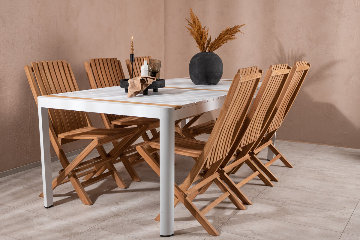 Dining Chair Gold + Rectangular Dining Table 100 x 200 White