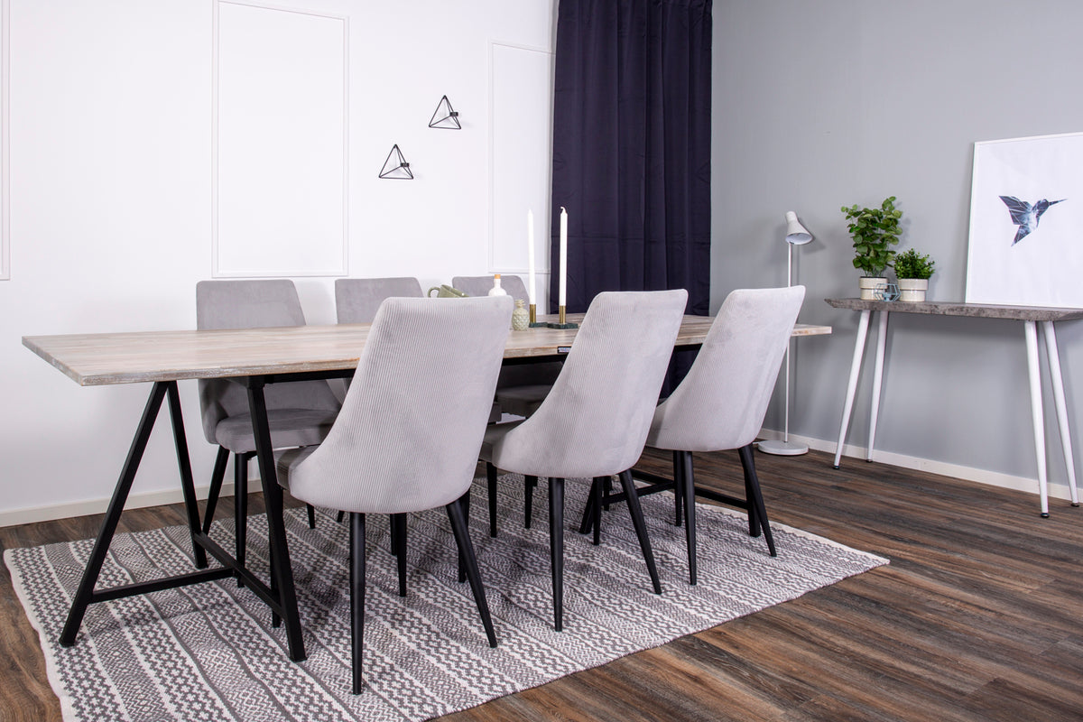Rechthoekige Eetkamerset – Eettafel + 6 Witte Stoelen