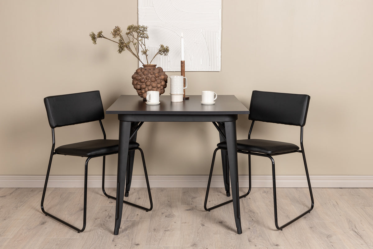 Dining Chair 2-pack Black + Rectangular Dining Table 80 x 80 Black