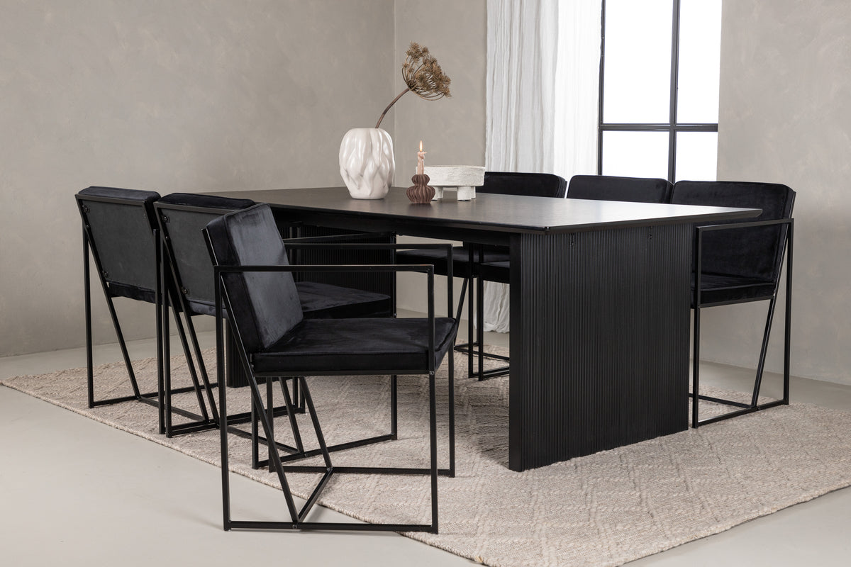 Dining Chair 2-pack Black + Rectangular Dining Table 100 x 200 Black