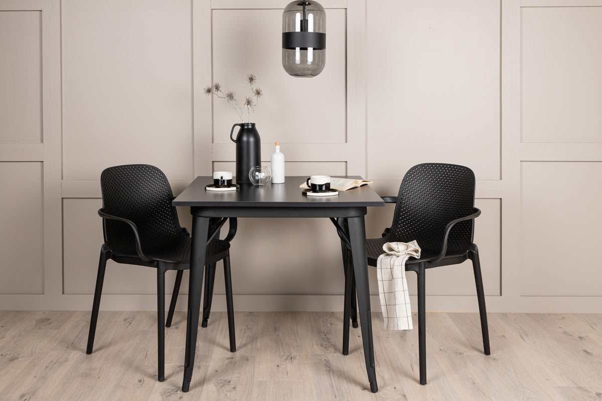 Rectangular Dining Table 80 x 80 Black + Dining Chair 2-pack Black