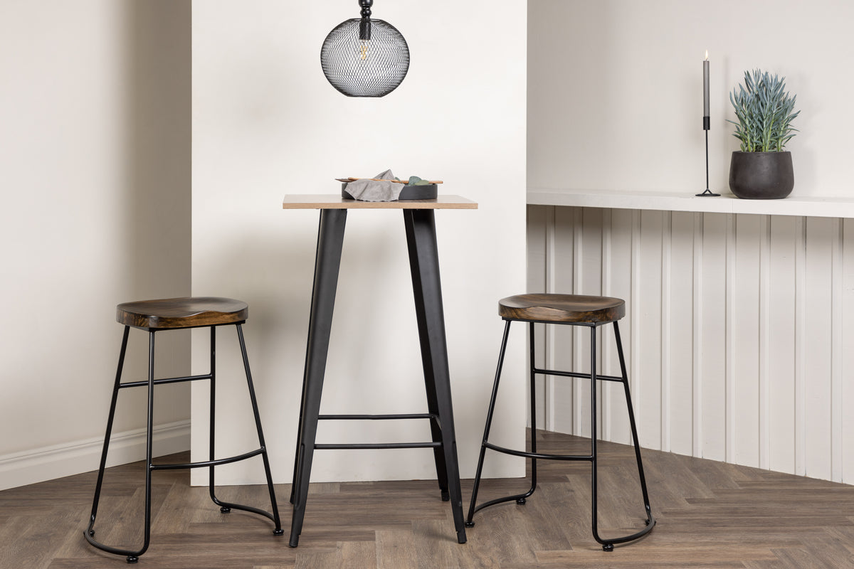 Bar Table 60 x 60 Walnut + Bar Chair 2-pack Black