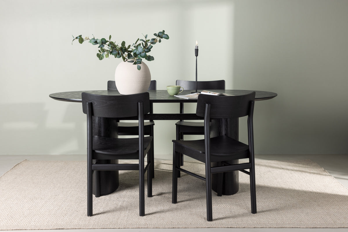 Dining Chair 2-pack Black + Oval Dining Table 90 x 180 Black