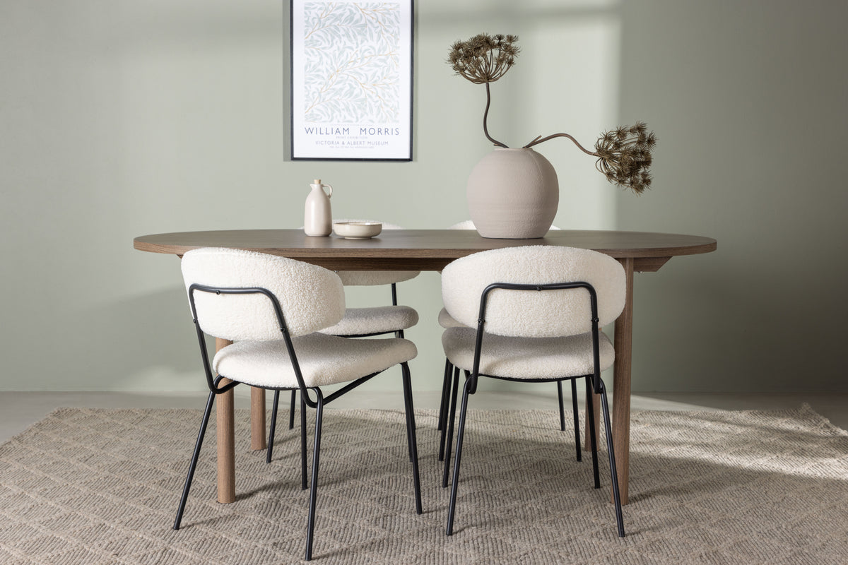 Dining Chair 2-pack White + Oval Dining Table 90 x 180 Nature