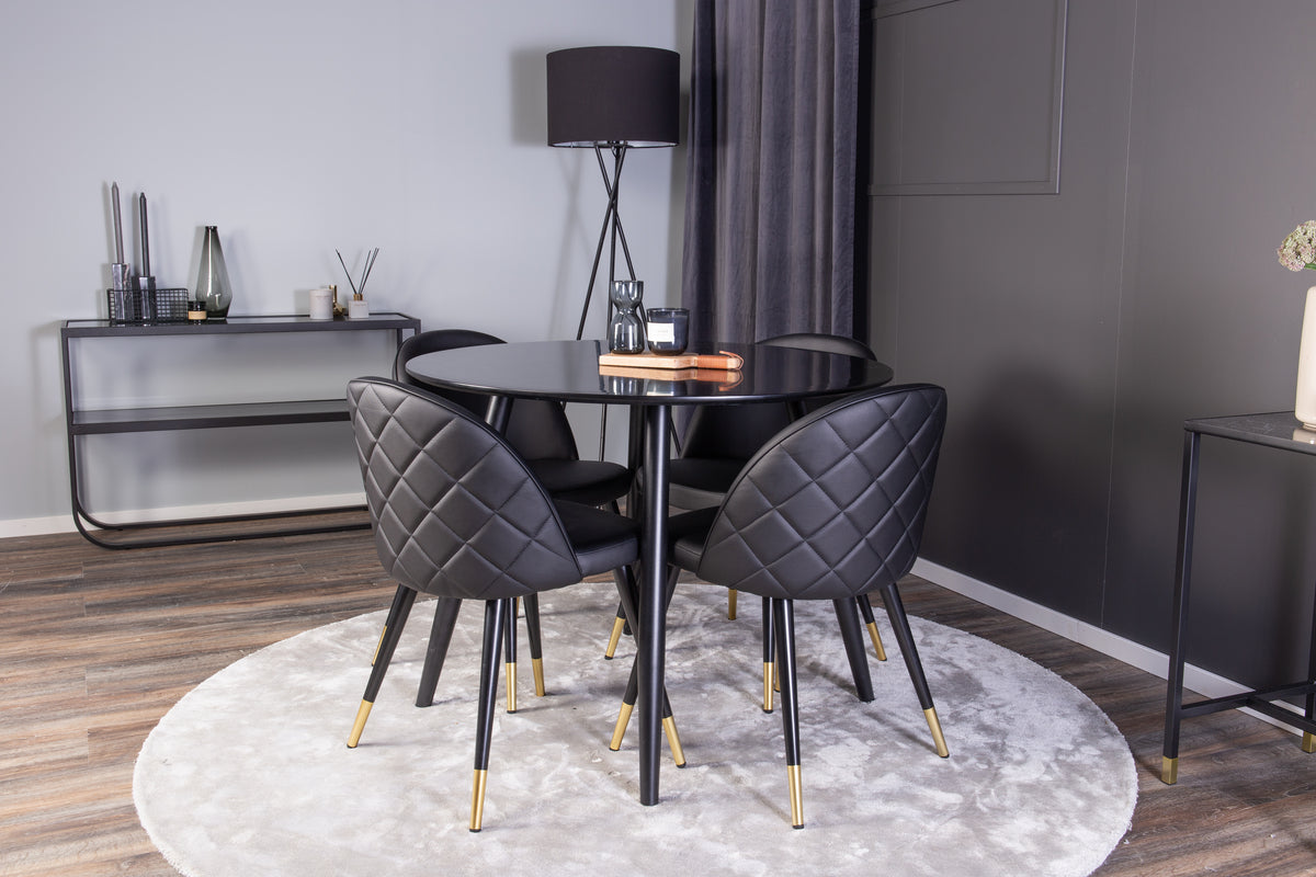 Dining Chair 2-pack Black + Round Dining Table ø100 Black