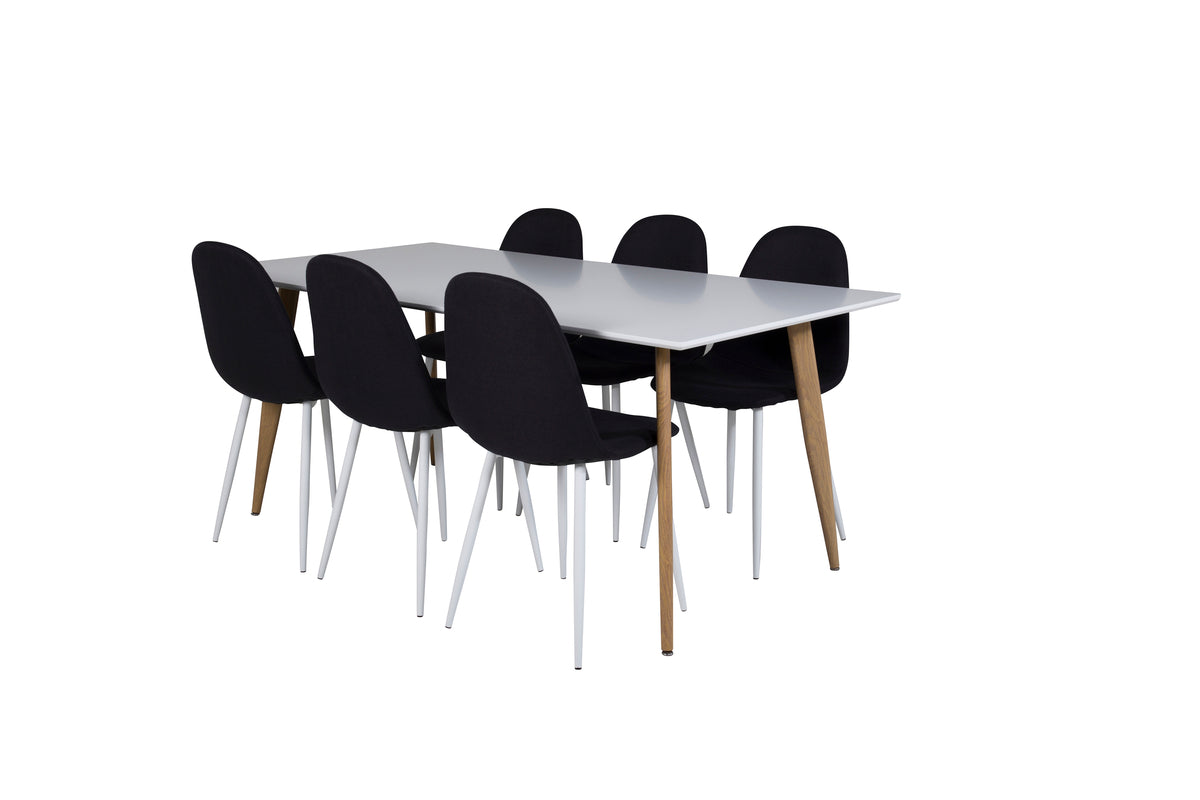 Dining Chair 2-pack Black + Rectangular Dining Table 90 x 180 White