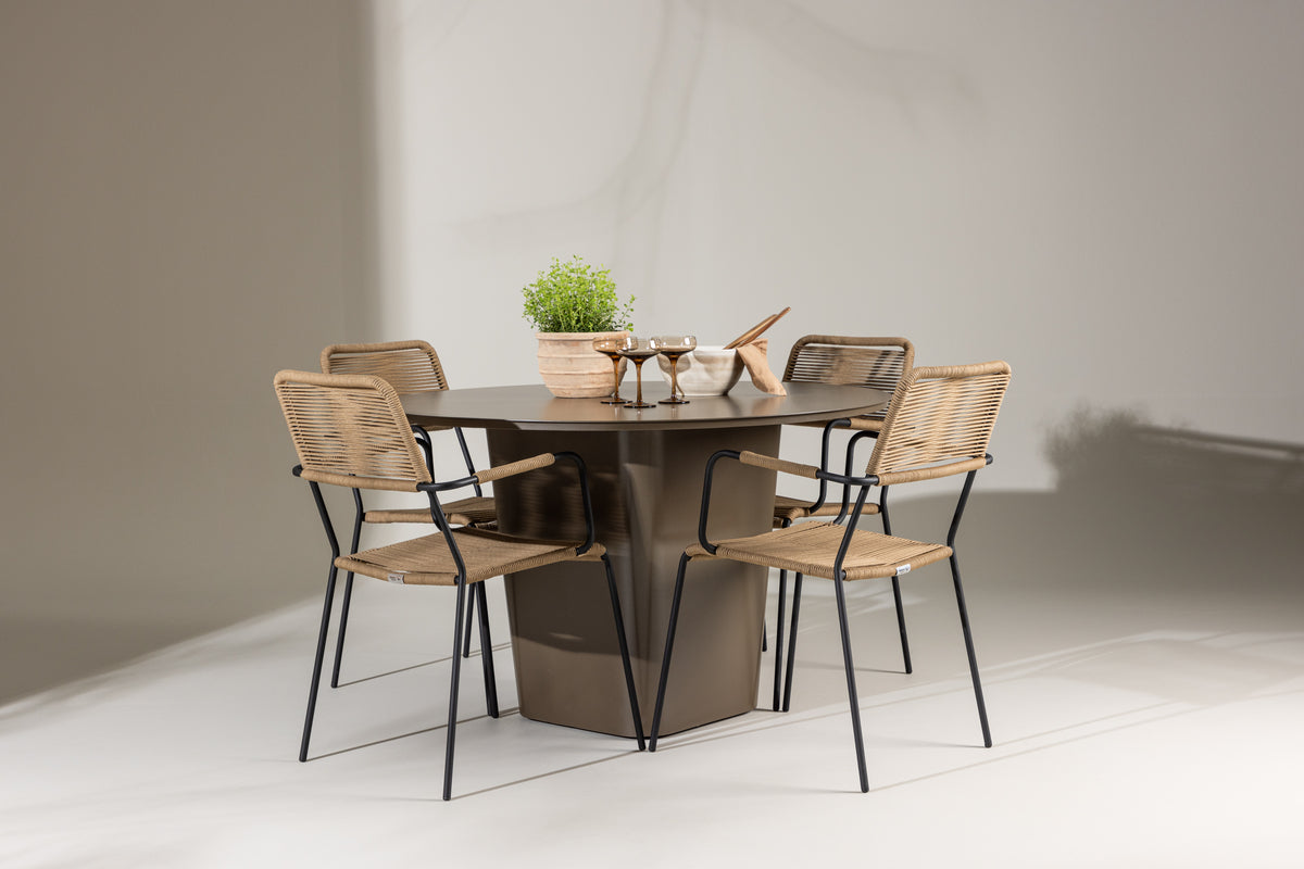Dining Chair 2-pack Brown + Round Dining Table ø120 Brown