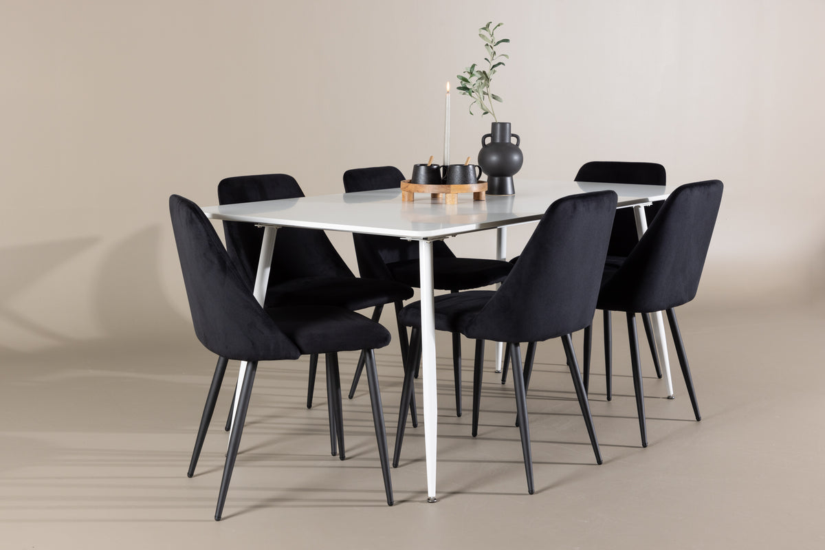 Dining Chair 2-pack Black + Rectangular Dining Table 90 x 180 White