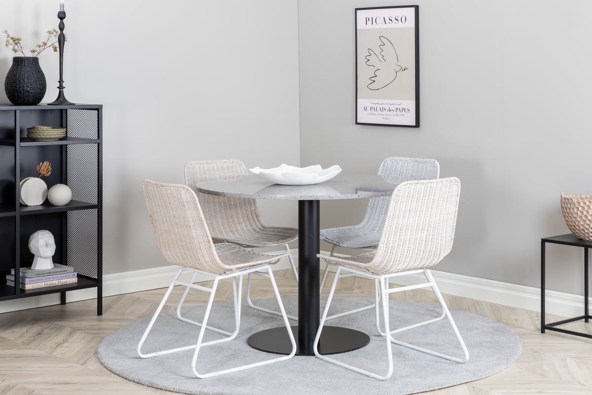 Ronde Eetkamerset – Stijlvolle & Praktische Eettafel met 4 stuk Stoelen