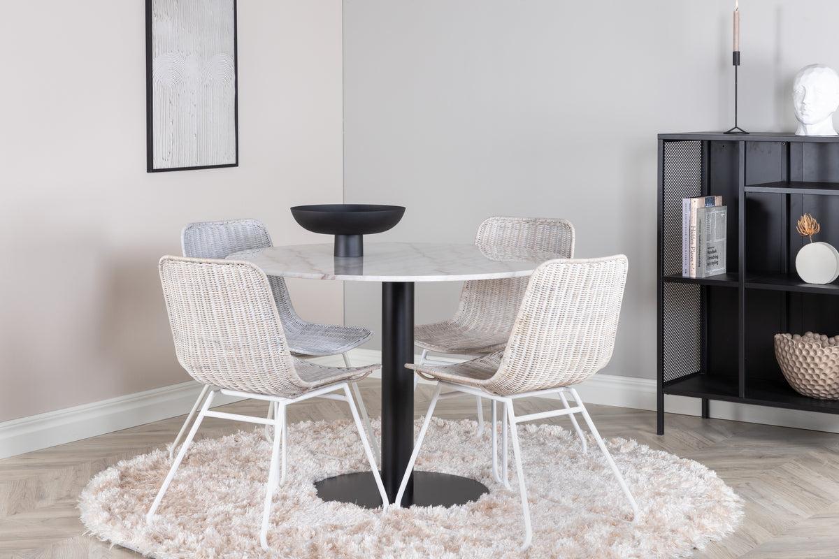 Ronde Eetkamerset – Stijlvolle & Praktische Eettafel met 4 stuk Stoelen