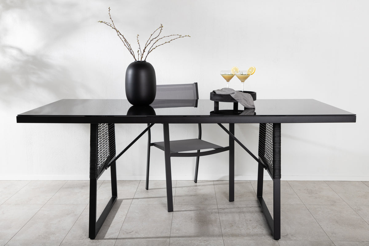 Rectangular Dining Table 77 x 193 x 90 Black