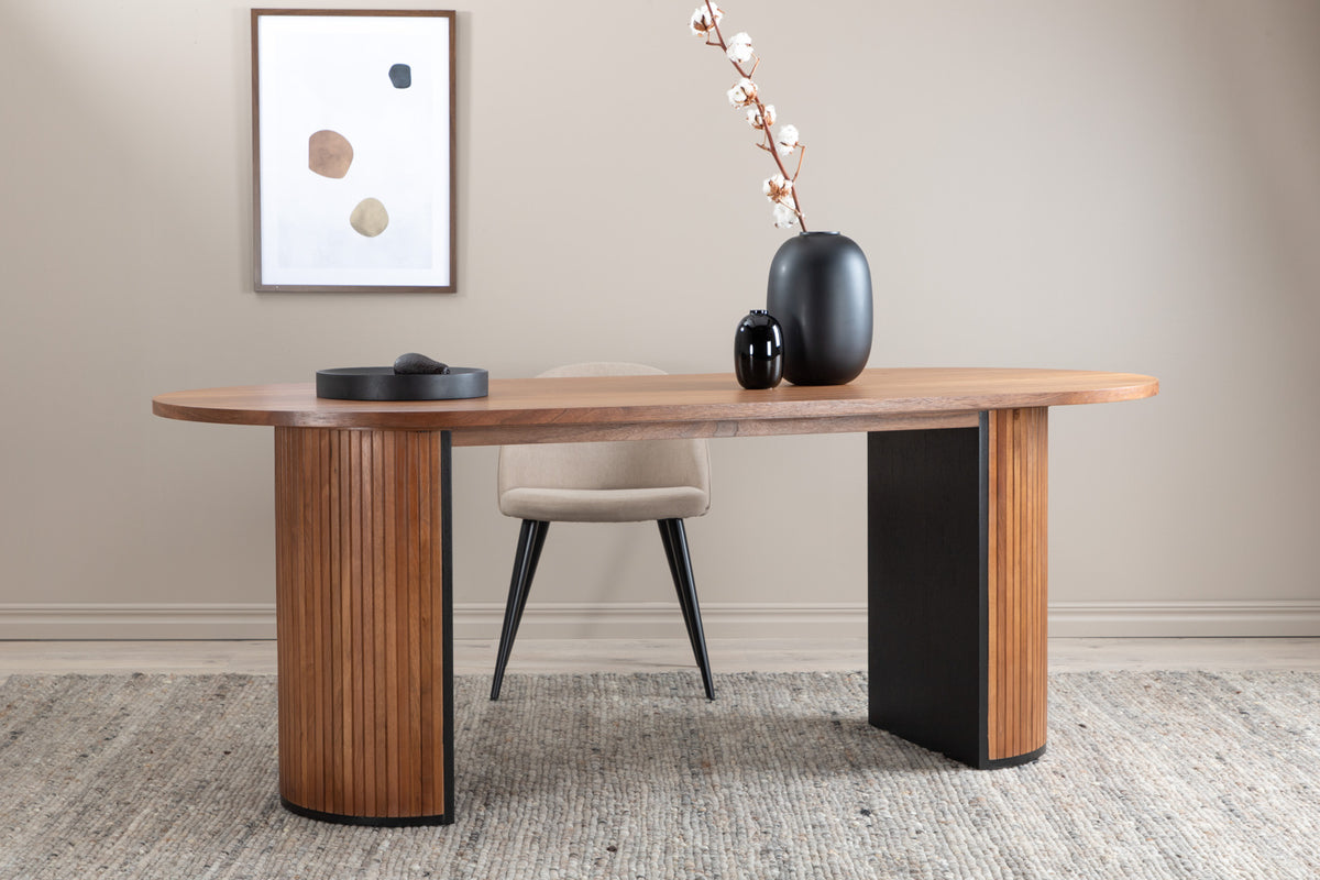 Oval Dining Table 75 x 200 x 90 Walnut