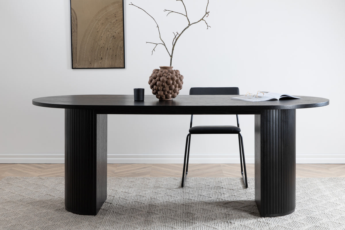 Oval Dining Table 75 x 200 x 90 Black