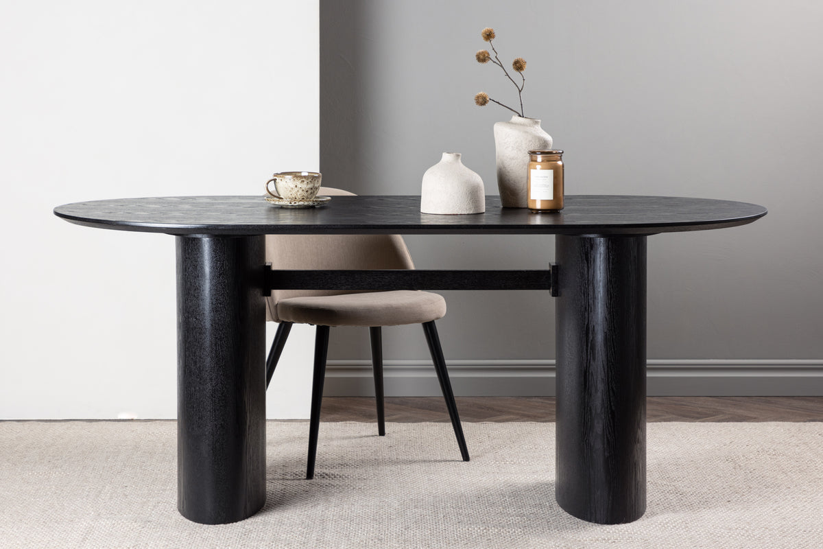Oval Dining Table 90 x 180 Black