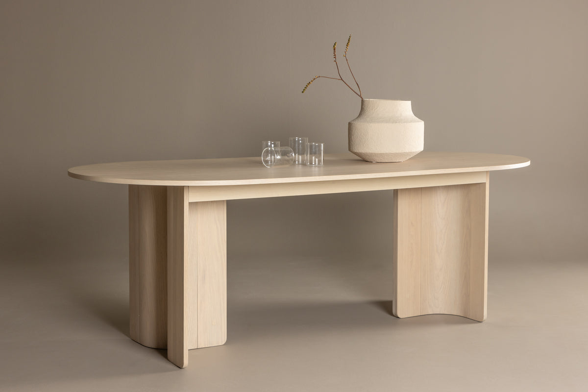 Oval Dining Table 220 x 100 x 75 Whitewash