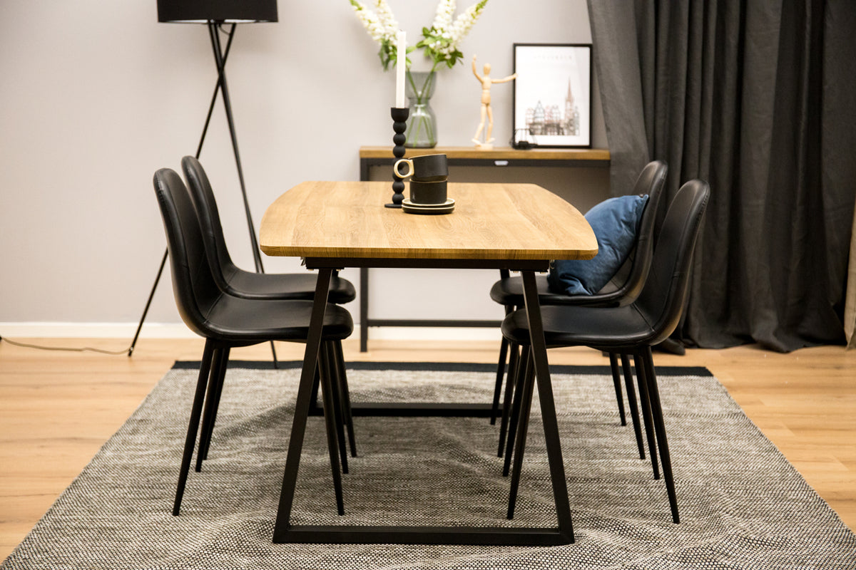 Dining Chair 2-pack Black + Rectangular Dining Table 75 x 160 x 85 Walnut