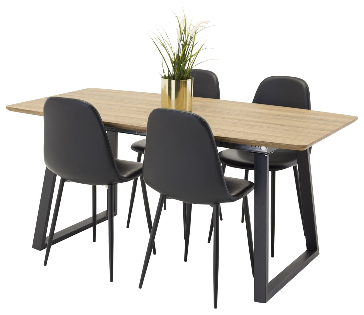 Dining Chair 2-pack Black + Rectangular Dining Table 75 x 160 x 85 Walnut