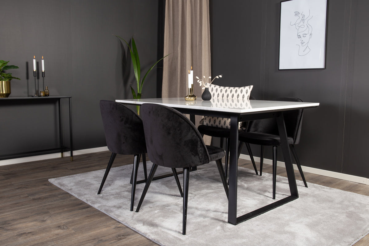 Rectangular Dining Table 75 x 140 x 90 Black + Dining Chair 2-pack Black
