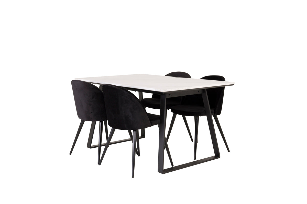 Rectangular Dining Table 75 x 140 x 90 Black + Dining Chair 2-pack Black