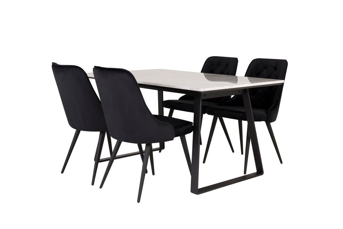 Rectangular Dining Table 75 x 140 x 90 Black + Dining Chair 2-pack Black