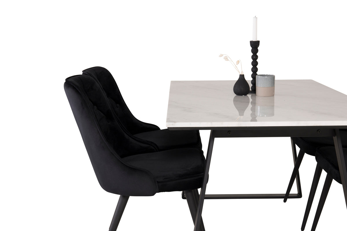 Rectangular Dining Table 75 x 140 x 90 Black + Dining Chair 2-pack Black