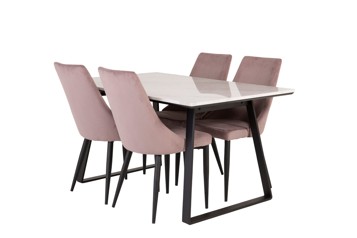 Dining Chair 2-pack Dusty Pink + Rectangular Dining Table 75 x 140 x 90 Black