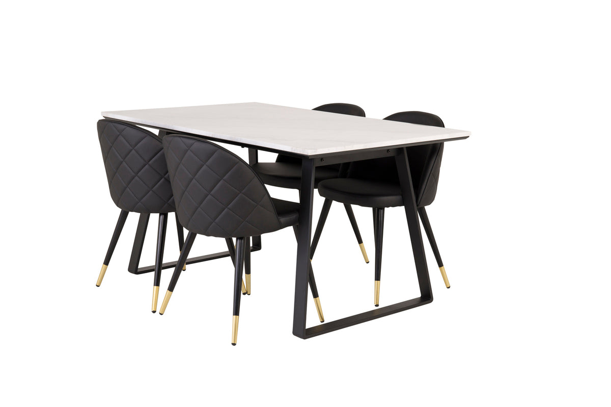Rectangular Dining Table 75 x 140 x 90 Black + Dining Chair 2-pack Black