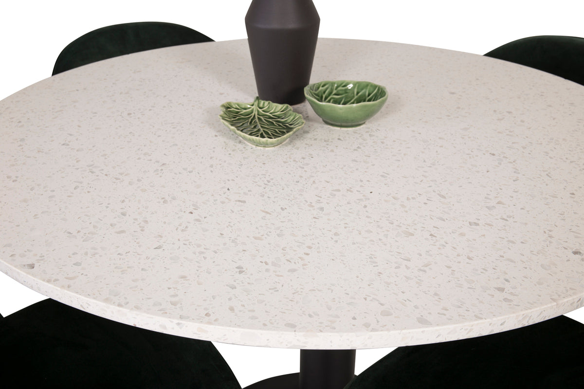 Round Dining Table ø106 White + Dining Chair 2-pack Green