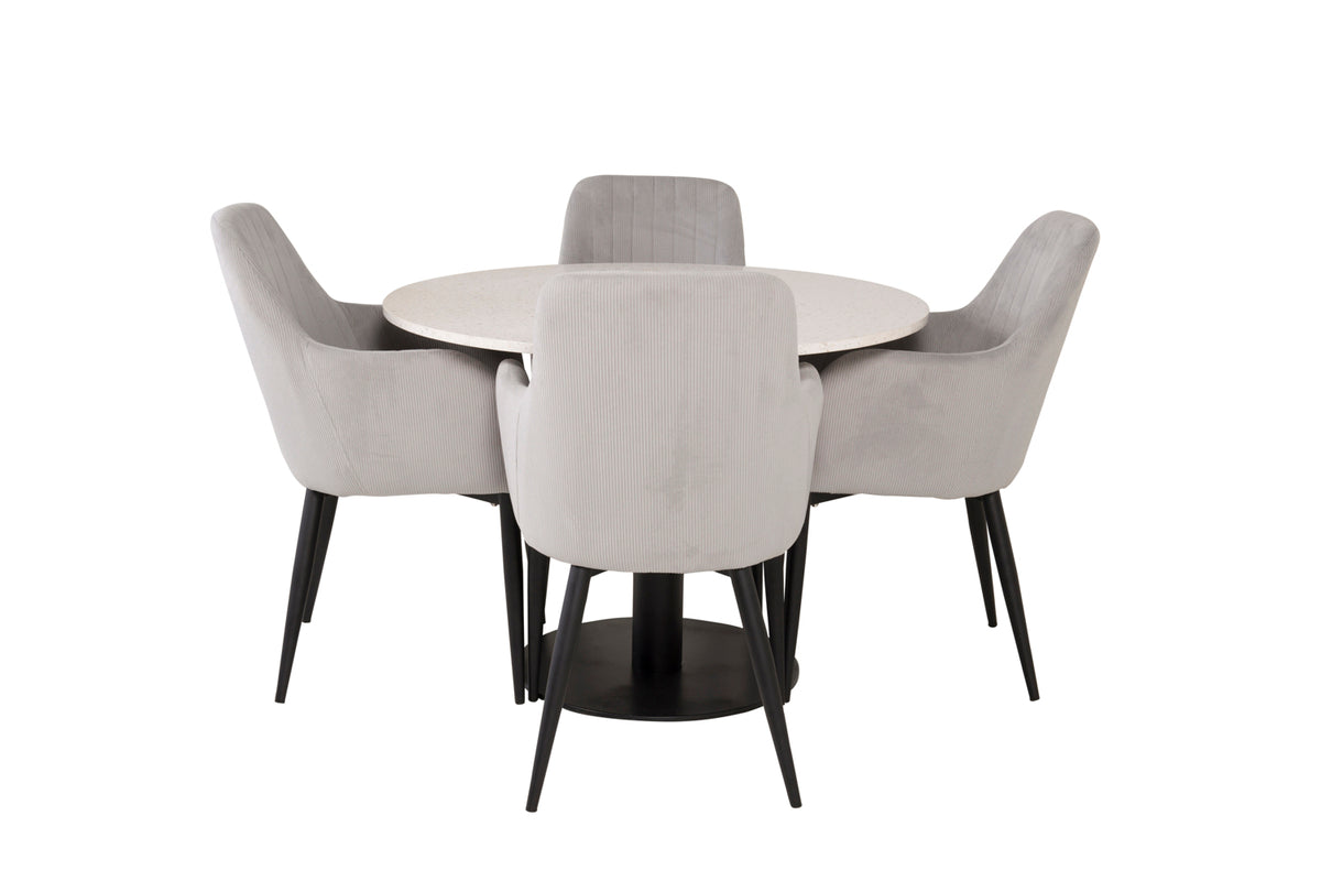 Dining Chair 2-pack Light Grey + Round Dining Table ø106 White