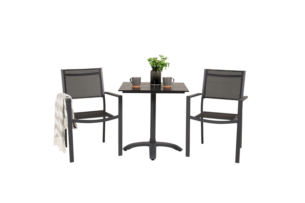 Cafe Table 74 x 70 x 70 Black + Dining Chair Black