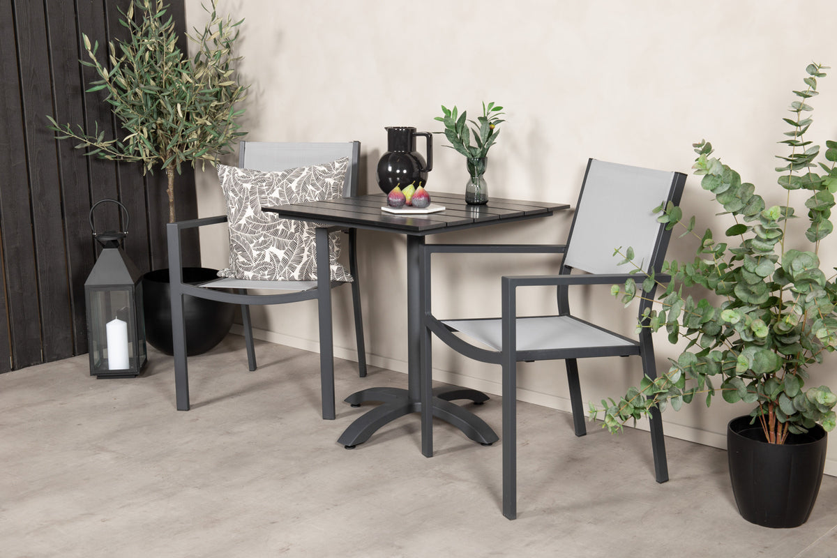 Cafe Table 74 x 70 x 70 Black + Dining Chair