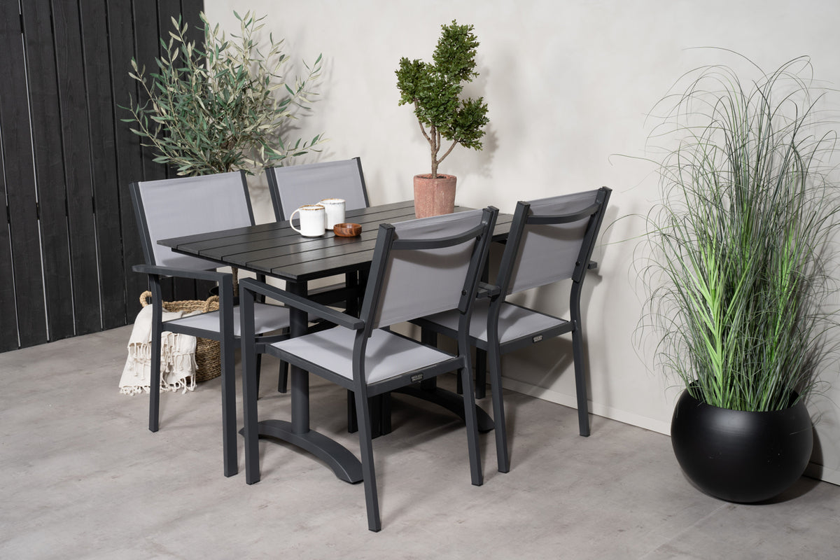 Rectangular Dining Table 74 x 120 x 70 Black + Dining Chair