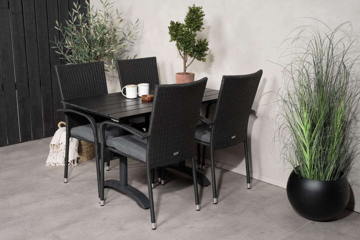Rectangular Dining Table 74 x 120 x 70 Black + Dining Chair 2-pack Black