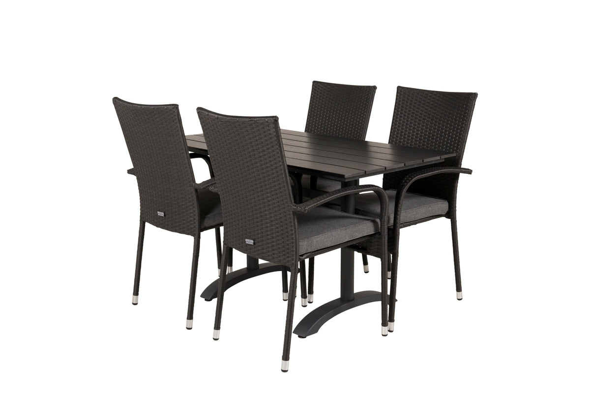 Rectangular Dining Table 74 x 120 x 70 Black + Dining Chair 2-pack Black