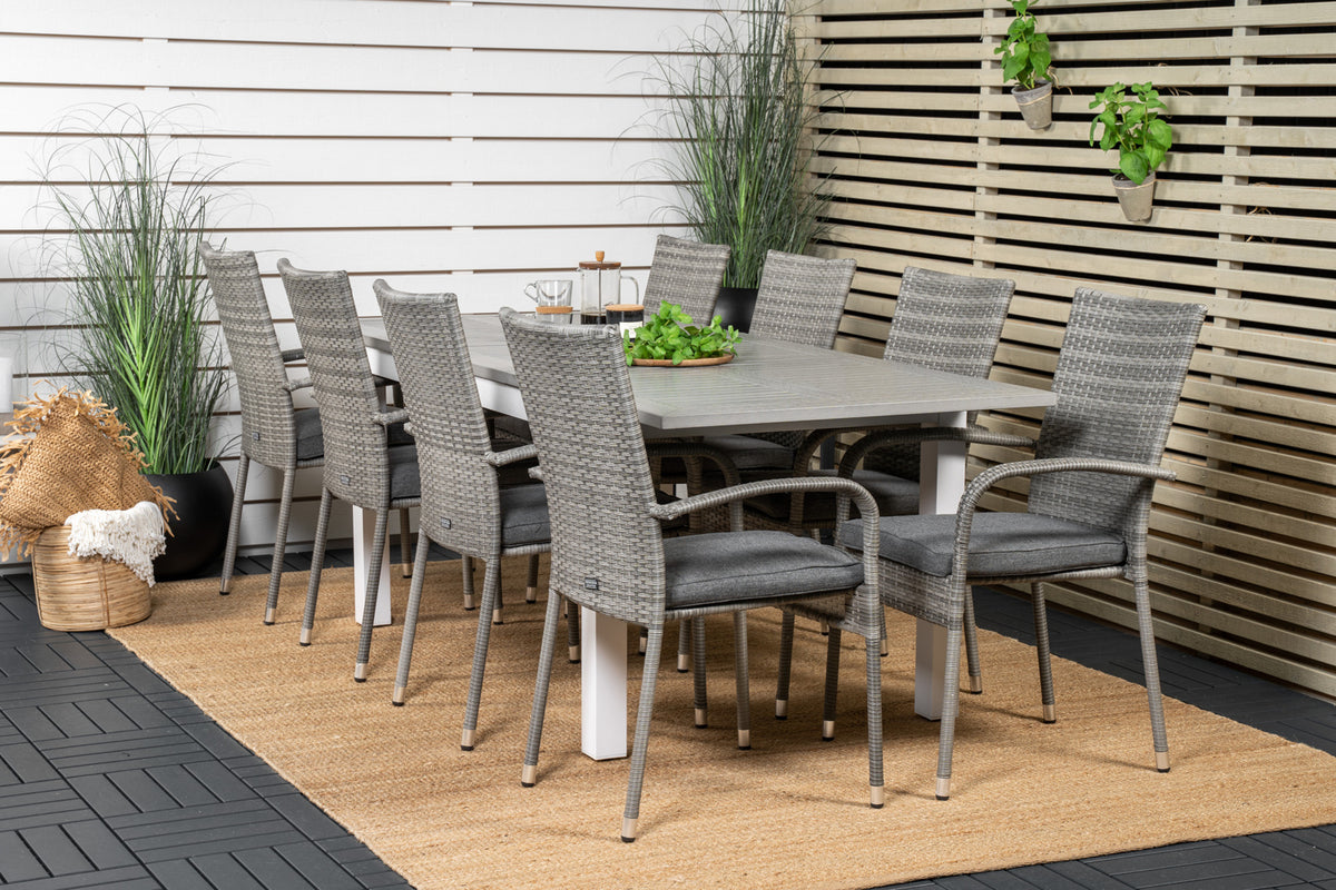 Rectangular Dining Table 74 x 160 x 90 Grey + Dining Chair 2-pack Grey