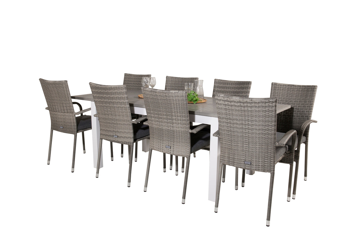 Rectangular Dining Table 74 x 160 x 90 Grey + Dining Chair 2-pack Grey